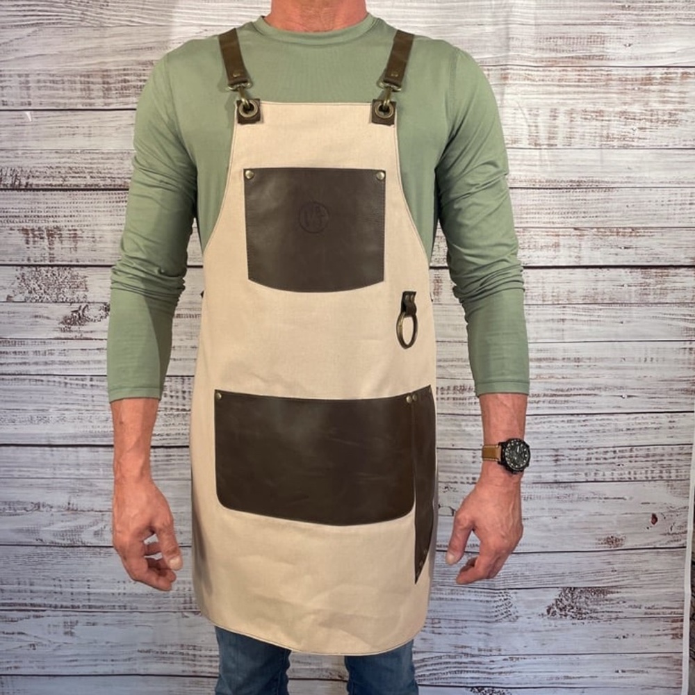Premium beige and leather apron